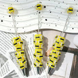 black yellow hero logo printed beadable pens for diy handmade craft projects