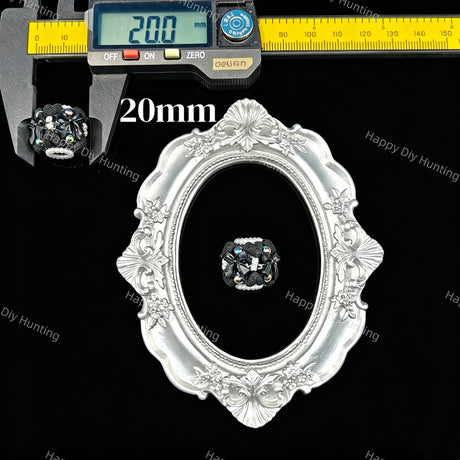 Black bow heart rhinestone beads 20mm, ornate craft beads for beadable pen DIY supplies