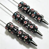 Black football emblem print beadable pens, rhinestone‑decorated diy craft pen blanks
