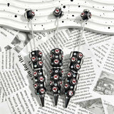 Black football emblem print beadable pens, circular printed beads with rhinestones for diy handmade stationery