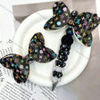 Black  printed V*L graphic decor bow beads, DIY craft supplies for beadable pens and keychains
