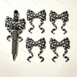 Black‑white spooky‑skull print bow silicone focal beads, curly ribbon bow large‑hole beads for beadable pen DIY craft projects