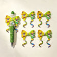 Blonde‑girl‑cartoon print bow silicone focal beads, curly ribbon bow large‑hole beads for beadable pen DIY craft projects