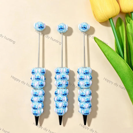 blue alien cartoon character beadable pens for diy handmade stationery crafts wholesale space design