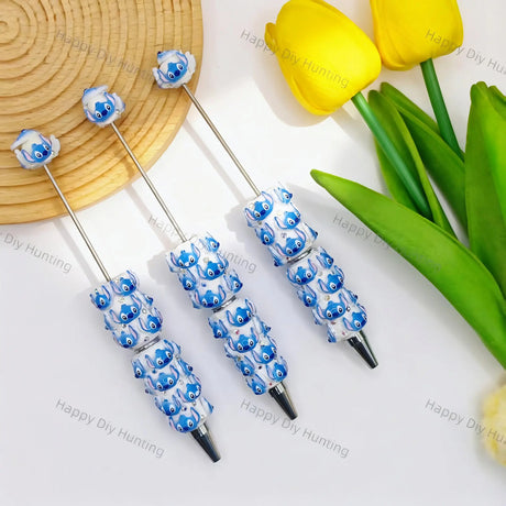 blue alien space cartoon character beadable pens for diy handmade stationery crafts wholesale space design