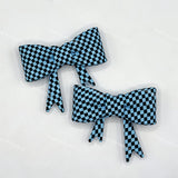blue checkerboard bow silicone focal bead for DIY beadable pens and jewelry crafts