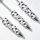 blue-red running bison BB football team sports beadable pens wholesale for DIY fan crafts and custom pens