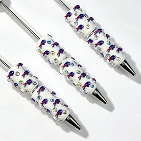 blue-red running bison BB football team sports beadable pens wholesale for DIY fan crafts and custom pens