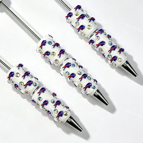blue-red running bison BB football team sports beadable pens wholesale for DIY fan crafts and custom pens