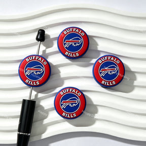 blue-red running bison BB football team silicone focal beads for DIY beadable pens and sports crafts