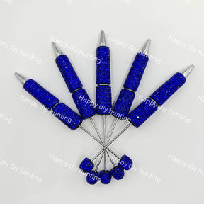 blue rhinestone beadable pen blanks diy handmade stationery craft supplies wholesale glitter design