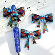 blue stripe red spider bow silicone focal beads for DIY pens and spooky-themed handmade crafts
