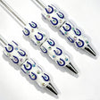 blue-white horseshoe IC football print bow beads wholesale for DIY beadable pens and fan crafts