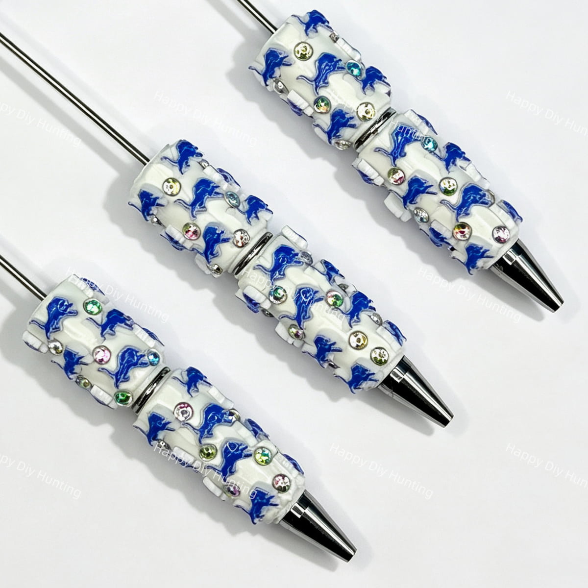 blue wild-lion DL football team sports beadable pens wholesale for DIY fan crafts and custom pens