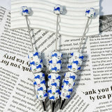 close-up blue wild-lion DL football beadable pen showing lion design and beadable barrel