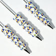 blue yellow ring letter LA*R football team sports beadable pens wholesale for DIY fan crafts and custom pens