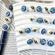 Blue black raven football pattern printed round acrylic focal beads, large hole craft beads for beadable pen and keychain DIY supplies