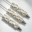 Blue‑yellow duck cartoon character beadable pens, white printed pen bases with rhinestone accents for DIY custom pen craft projects