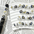 Blue Yellow LA Sport Logo Print Round Acrylic Beads for beadable pen DIY craft projects