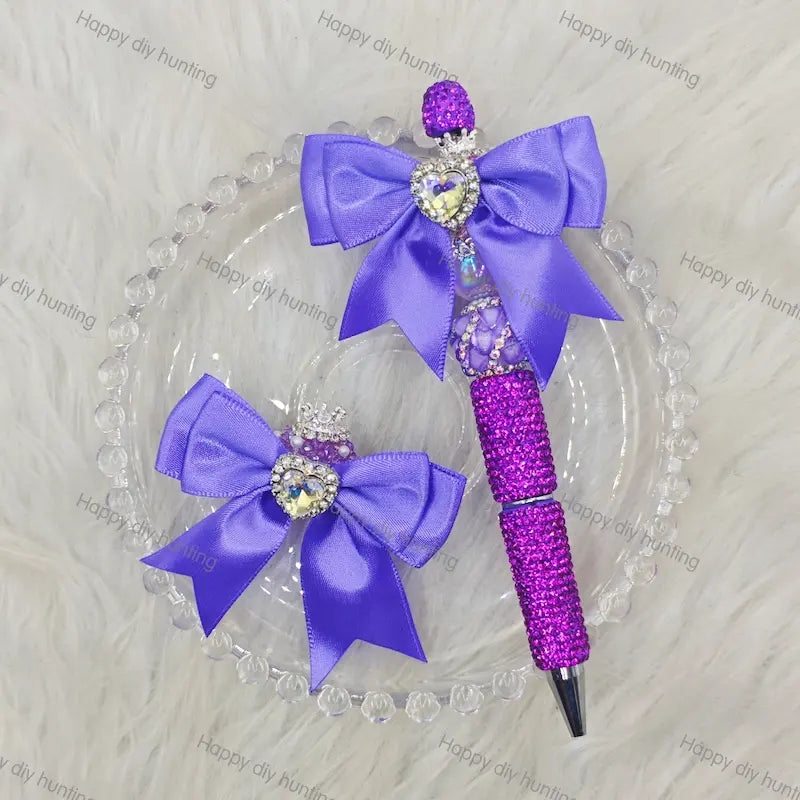Heart shape fancy beads with bow