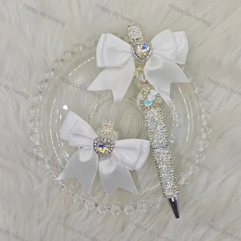 Heart shape fancy beads with bow
