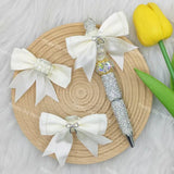 Bow shape fancy beads with Silky Ribbon for Pens