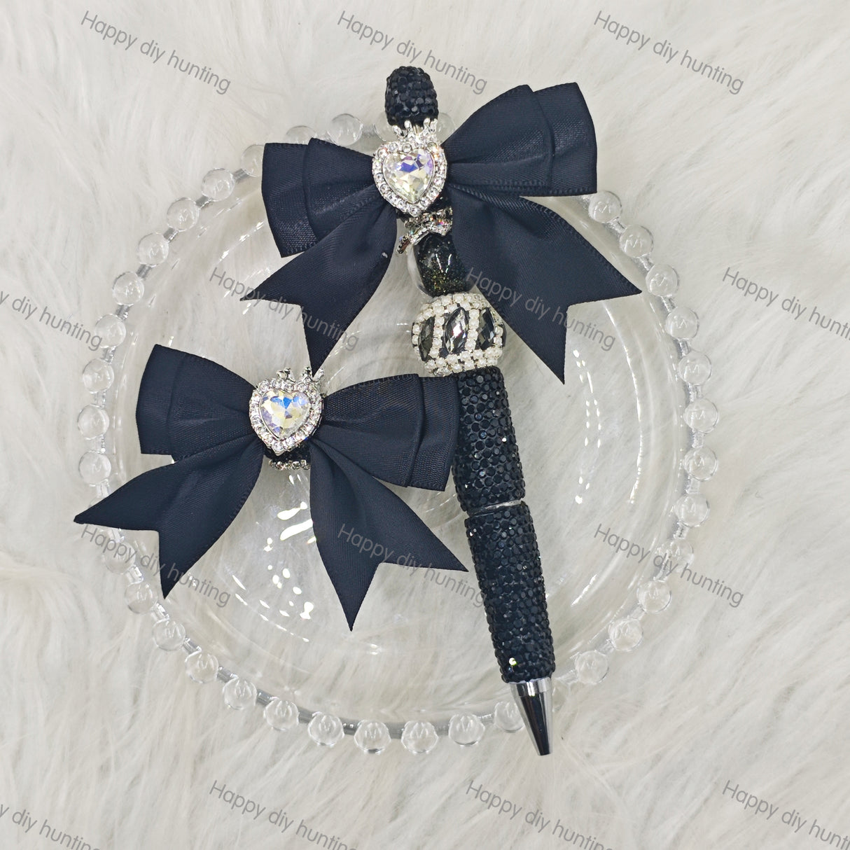 Heart shape fancy beads with bow and Pens