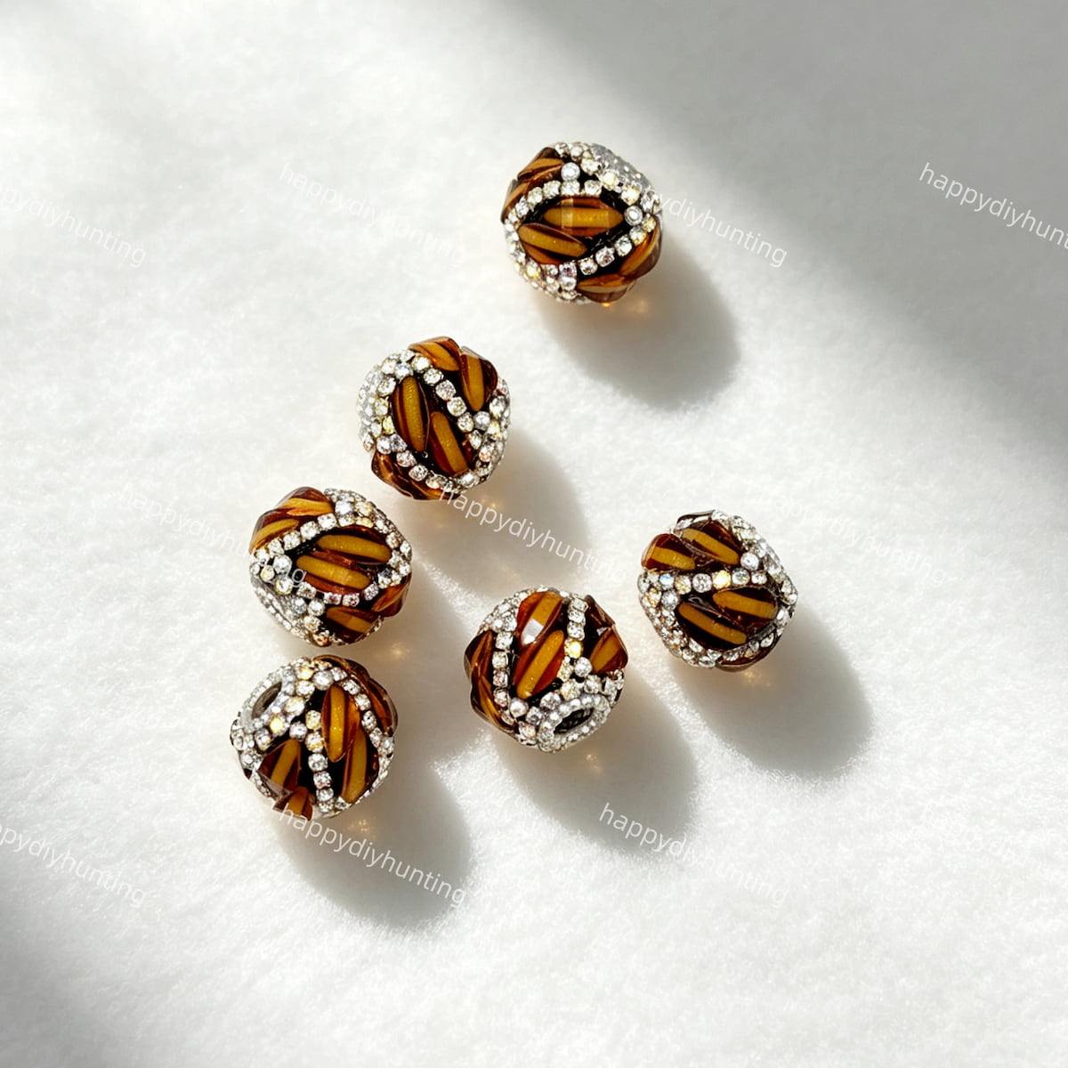brown 20mm swirl pave round rhinestone beads for DIY beadable pens and jewelry crafts