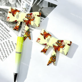 brown cartoon mouse bow silicone focal beads for DIY pens and handmade jewelry crafts