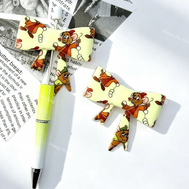 brown cartoon mouse bow silicone focal beads for DIY pens and handmade jewelry crafts