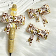 Brown White Faith Sunflower Print Bow Silicone Focal Beads for beadable pen DIY craft projects