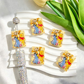 Cute Cartoon Animal Friends Print Rectangle Acrylic Focal Beads for beadable pen DIY craft projects