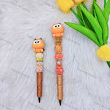 Cartoon cat pen toppers no hole paired with assorted craft beads to decorate blank beadable pens and beadable items