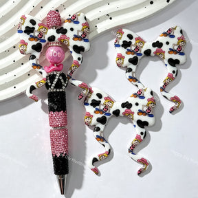 cartoon cowgirl bow silicone focal beads for DIY beadable pens and western crafts