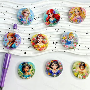 Cute floral cartoon princess acrylic focal beads for DIY beadable pens handmade crafts