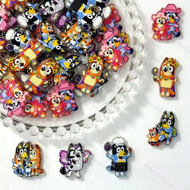 cartoon puppy family acrylic focal beads for DIY beadable pens keychains and handmade jewelry crafts