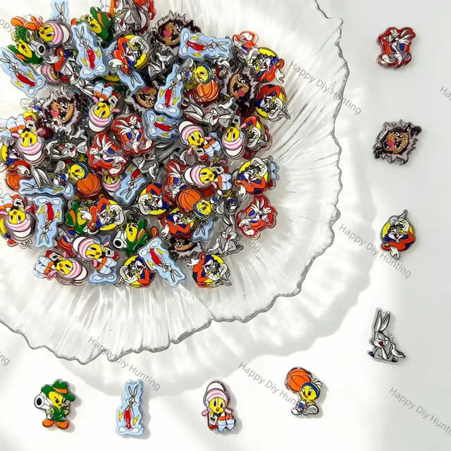 cartoon bunny & friends printed acrylic focal beads for diy beadable pen and jewelry making