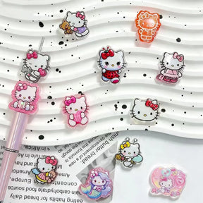 cartoon kitty printed acrylic focal beads for diy beadable pens and handmade jewelry craft supplies