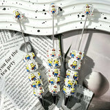 cartoon yellow character figurine glitter bling beadable pens, cartoon themed pen bases for diy stationery craft and handmade gift making
