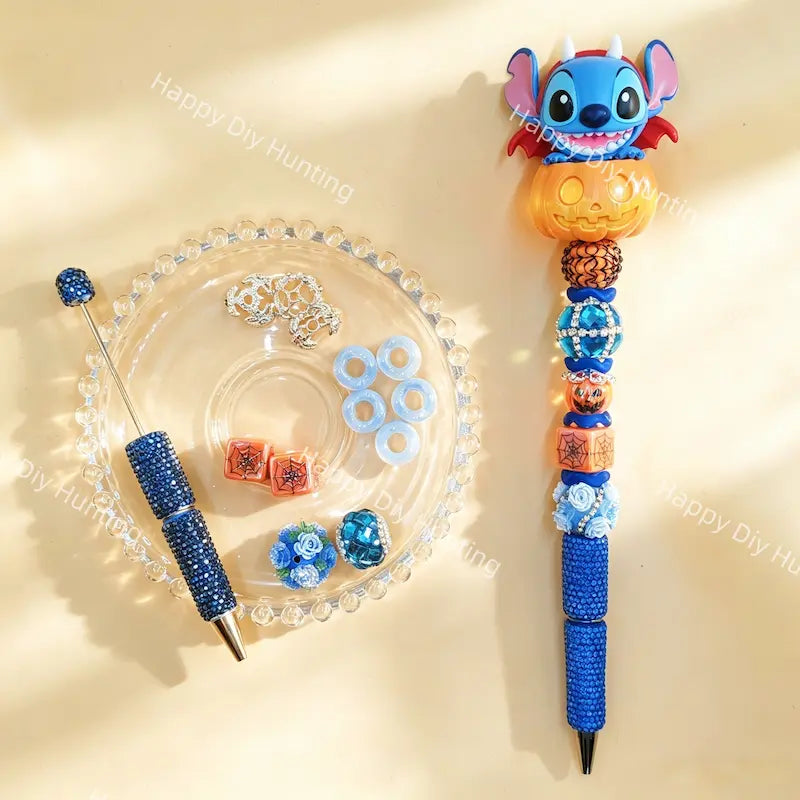 Halloween cartoon pumpkin beadable pen DIY kit, handmade craft supplies