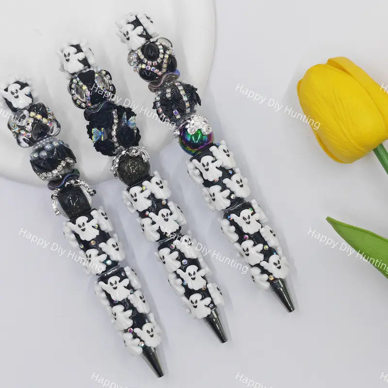 Halloween Cute Ghost Beadable Pens Wholesale, Beadable Pens Supplies