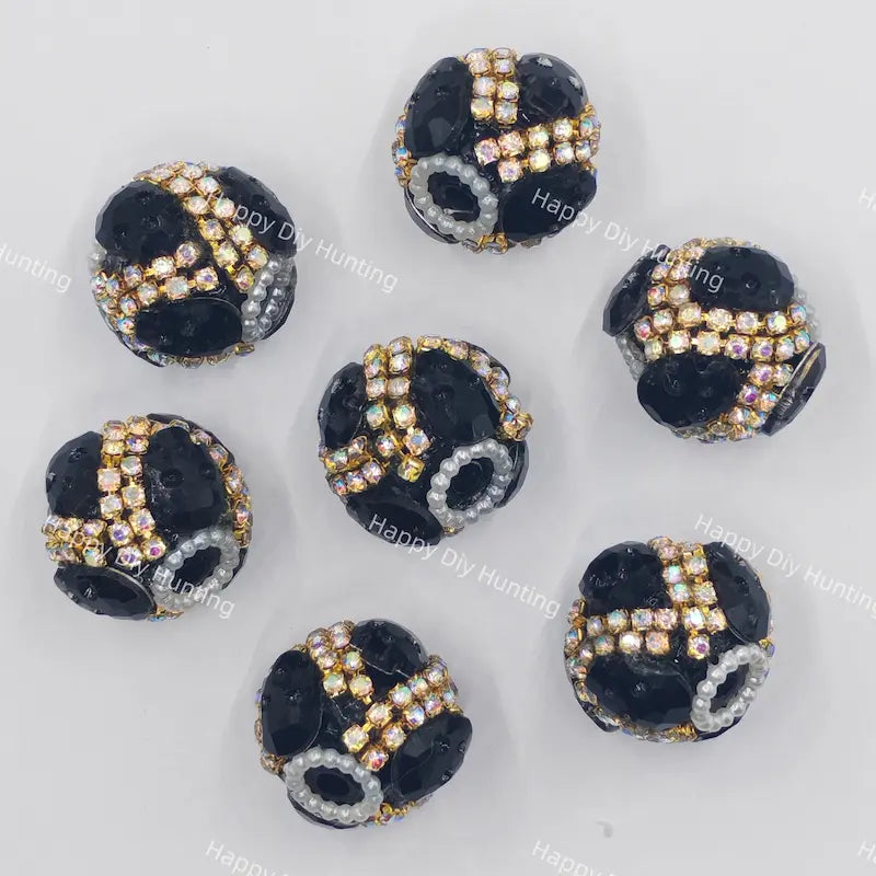 Black Skeleton with Rold Rhinestone Fancy Beads for DIY Beadable Pens