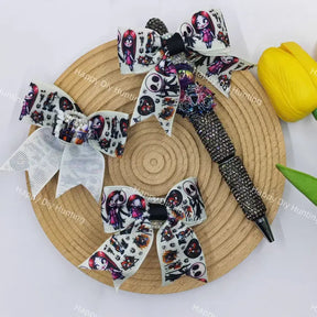 Gothic Spooky Cartoon Ribbon Bead Bow For DIY Beadable Pen Silicone Focal Bead Handmade Craft Wholesale