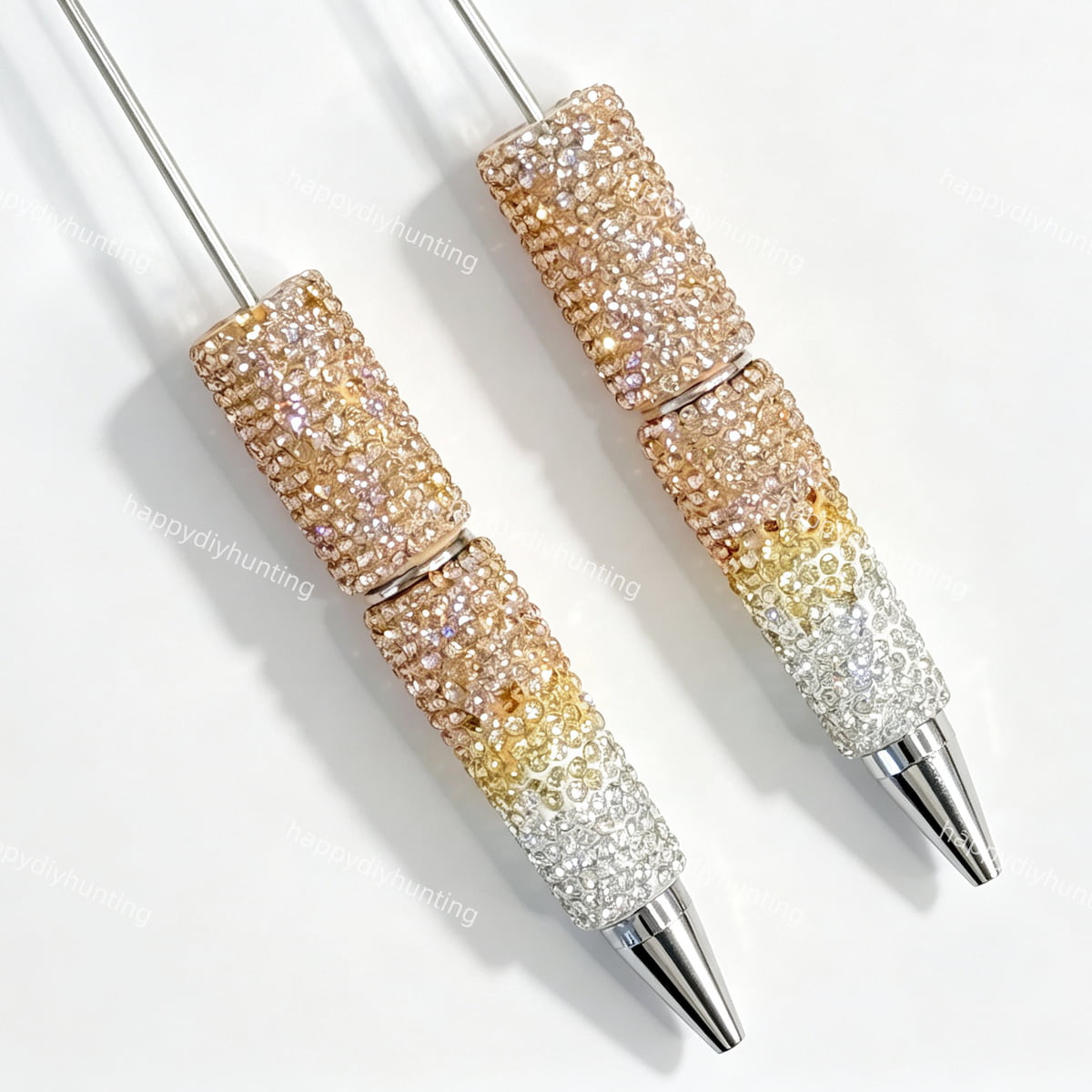 champagne ombre rhinestone beadable pen wholesale for DIY custom crafts and personalized pens