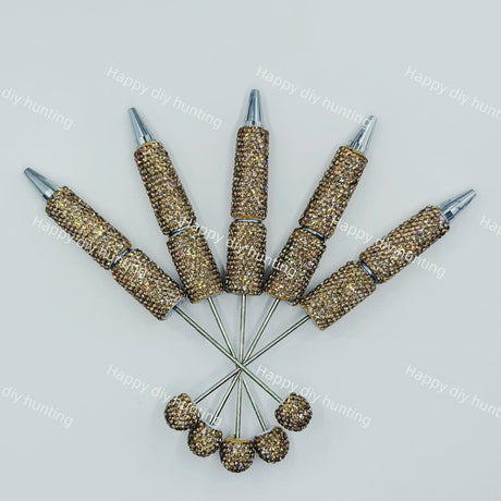 champagne rhinestone beadable pen blanks diy handmade stationery craft supplies wholesale glitter design
