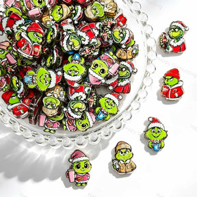 Christmas Green Cartoon Character Acrylic Focal Beads for beadable pen DIY craft projects