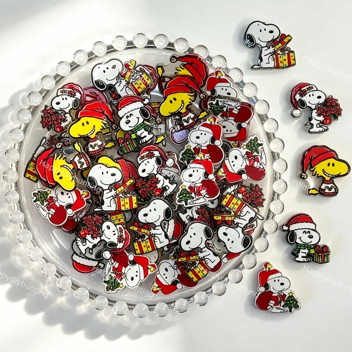 Christmas holiday cartoon puppy acrylic focal beads for DIY beadable pens and jewelry crafts