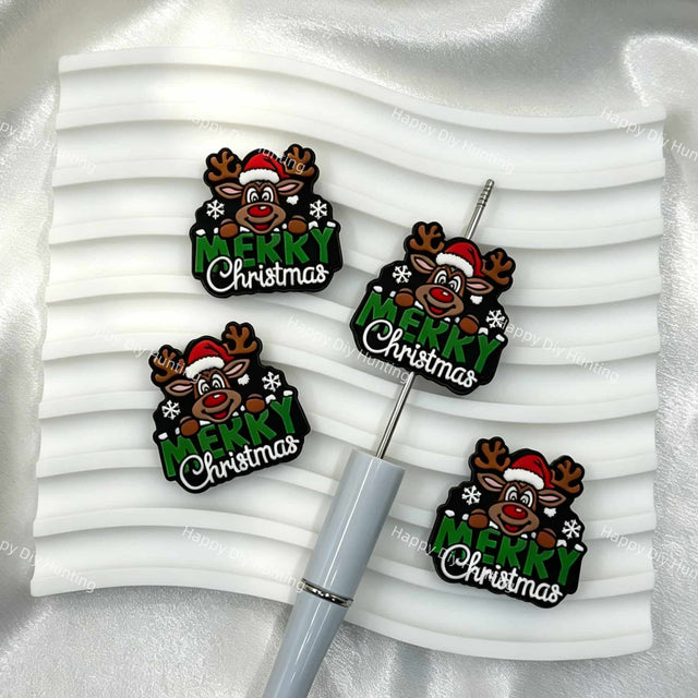 christmas reindeer silicone focal beads for DIY pens and holiday-themed handmade crafts
