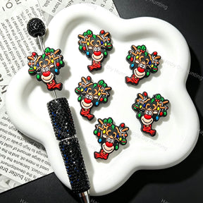 Christmas Reindeer Silicone Focal Beads for custom beadable pen handmade DIY craft projects