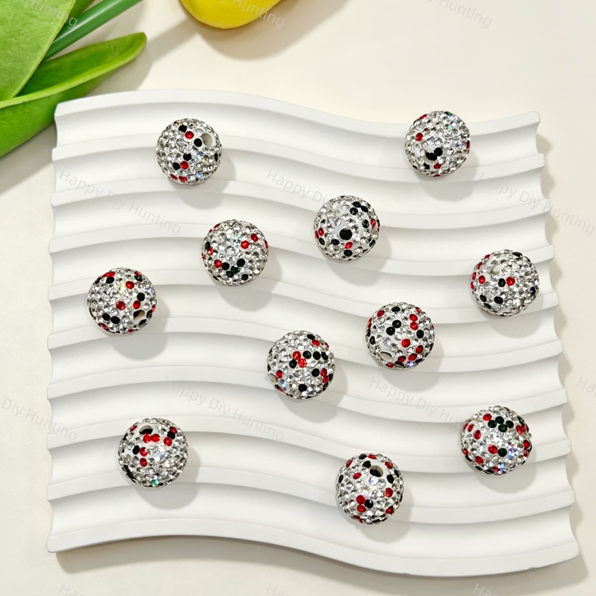 Christmas mixed color rhinestone focal beads round sparkly beads for beadable pens DIY jewelry crafts